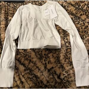 Varley Seamless Perforated Long Sleeve Crop Top, white, Sz M-NWT!
